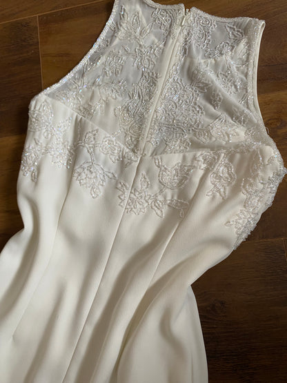 Ivory 2-piece dress & sheer jacket wedding set uk 8