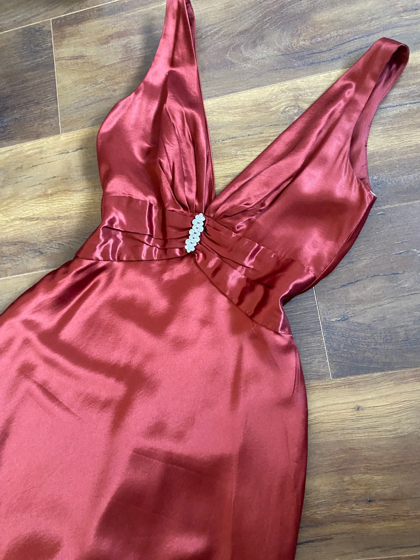 Morgan & Co red satin evening dress uk 10