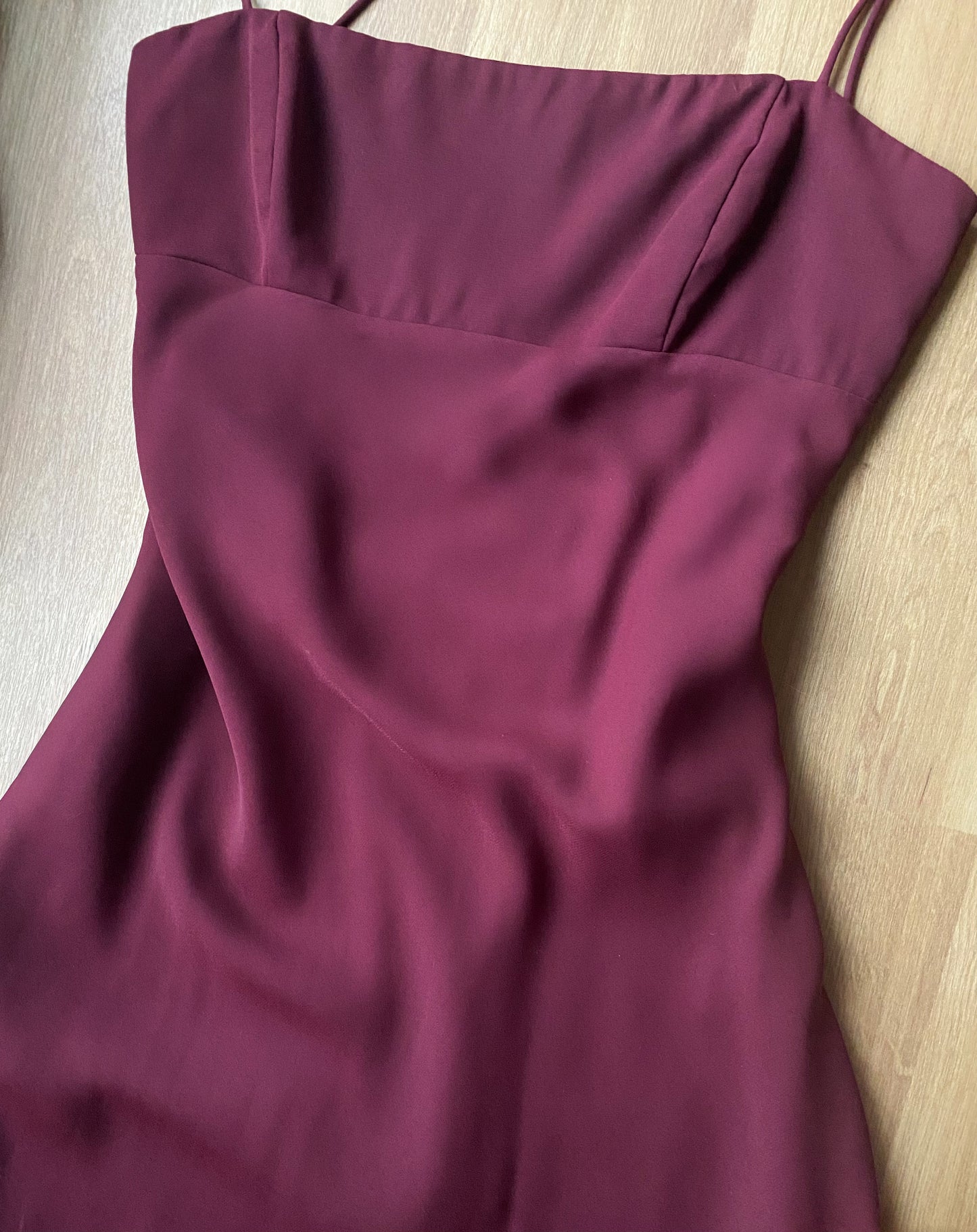 Morgan & Co burgundy open back evening dress uk 10