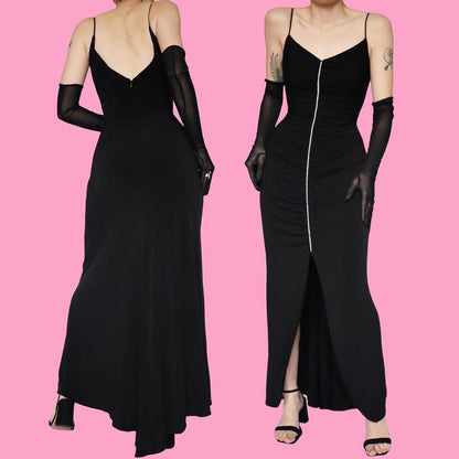 Black Dave & Johnny stretch diamanté evening dress UK 12