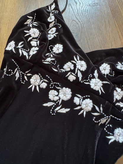 Betsy & Adam black velvet stretchy evening dress uk 10