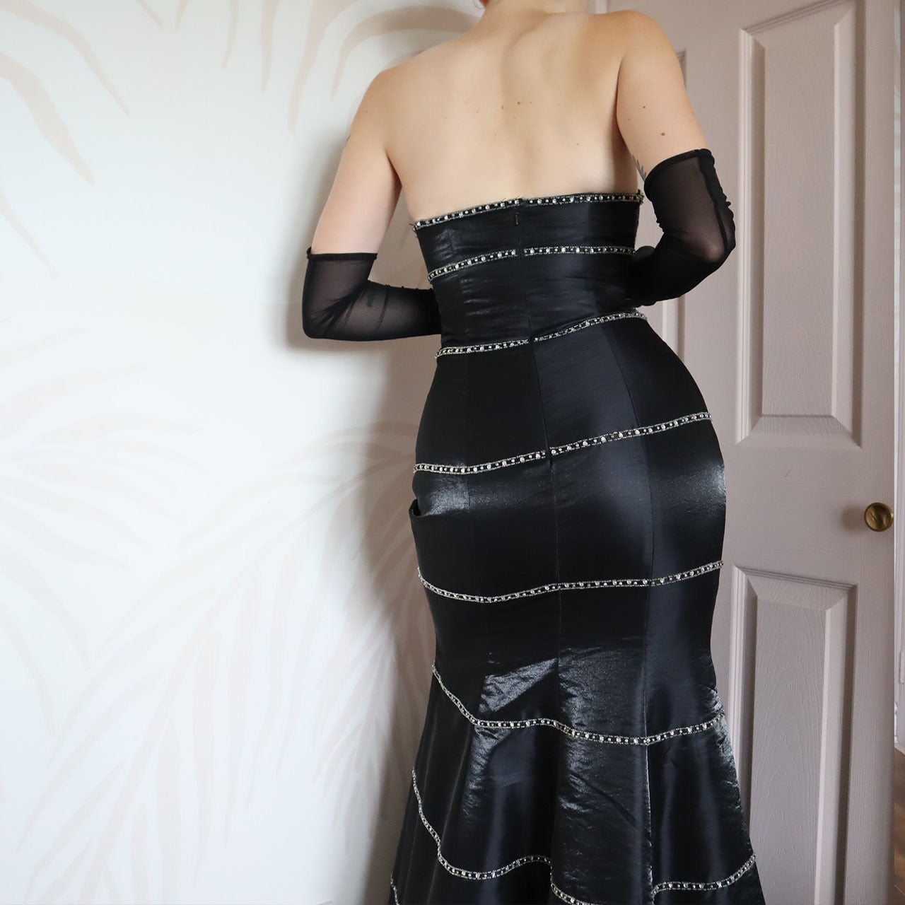 Yve London black strapless fishtail gown UK 10