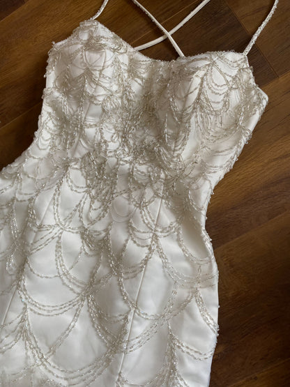 Veromia Couture ivory fishtail beaded wedding dress uk 12