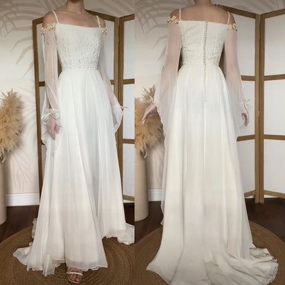 Ivory ethereal long sleeve wedding dress uk 10