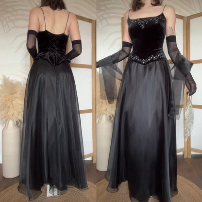 Dave & Johnny black prom dress & shawl uk 12