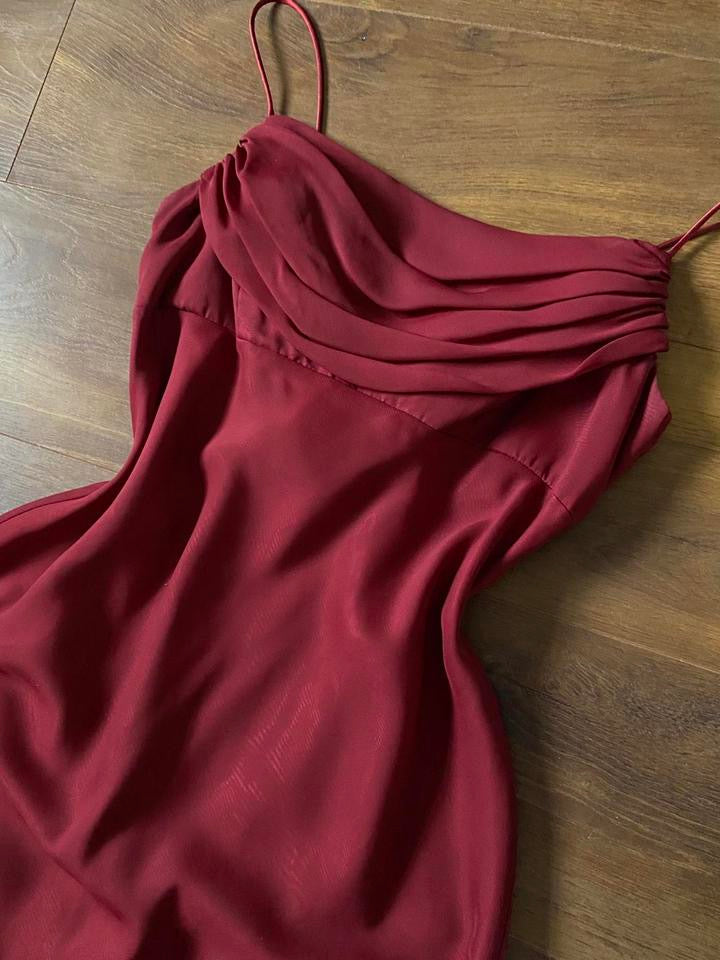 Tiffanys burgundy chiffon evening dress & shawl uk 14