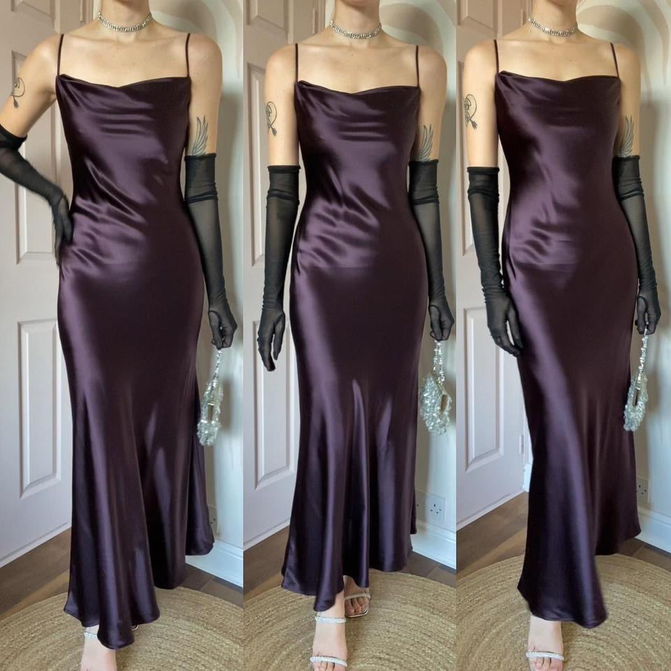 Monsoon maroon silky slip dress UK 8