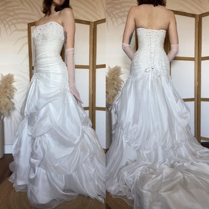 Maggie Sottero white organza wedding dress uk 14