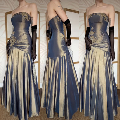 Iridescent strapless fishtail prom dress uk 8