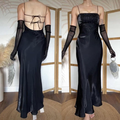 Morgan & Co black silky beaded dress uk 8