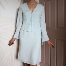 Load image into Gallery viewer, Dusk Baby Blue 2 Piece Dress &amp; Shawl Jacket UK 10
