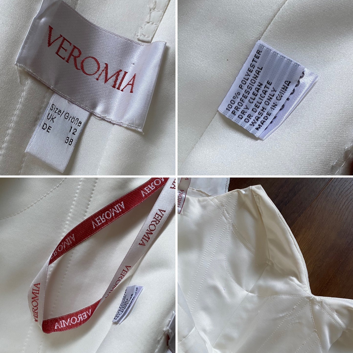 Draped strapless Veromia wedding gown UK 12