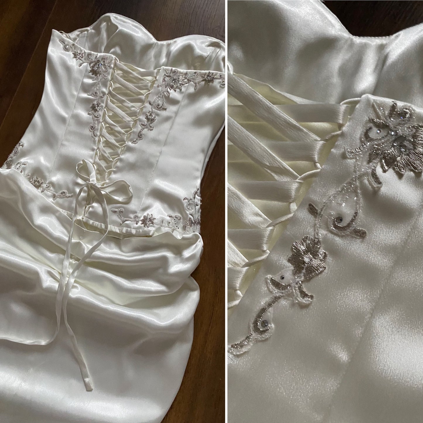 Ivory Maggie Sottero Couture satin strapless wedding dress uk 10