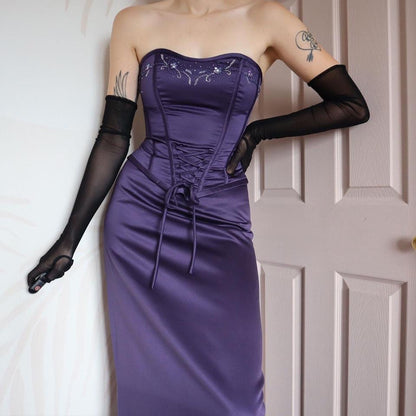 Hilary Morgan purple 2 piece corset & skirt set UK 10