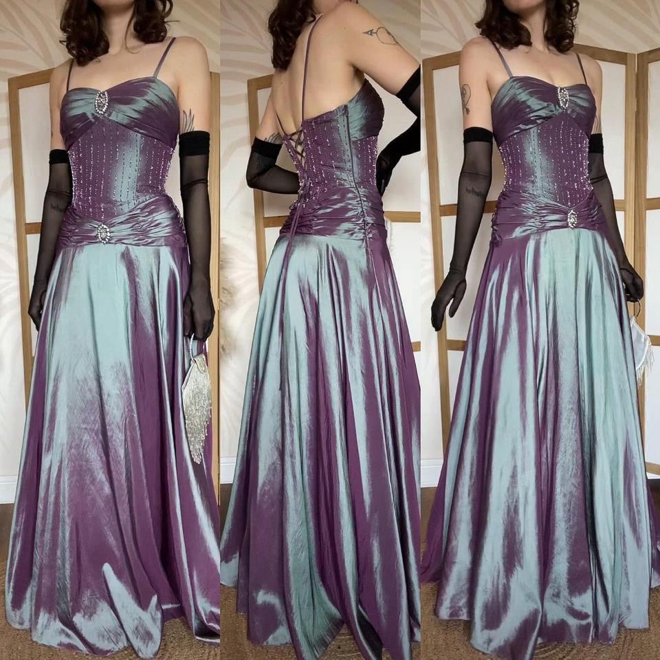 Iridescent Jora beaded/gem prom dress uk 10