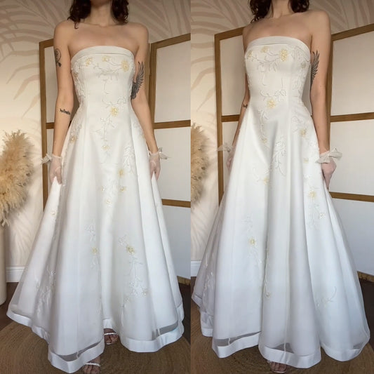 Romantica strapless a-line beaded wedding gown uk 12