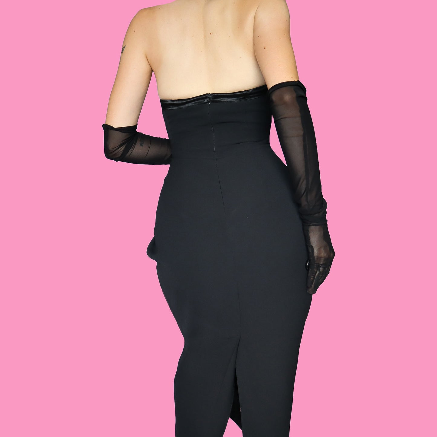 Black halter-neck fitted evening dress UK 12