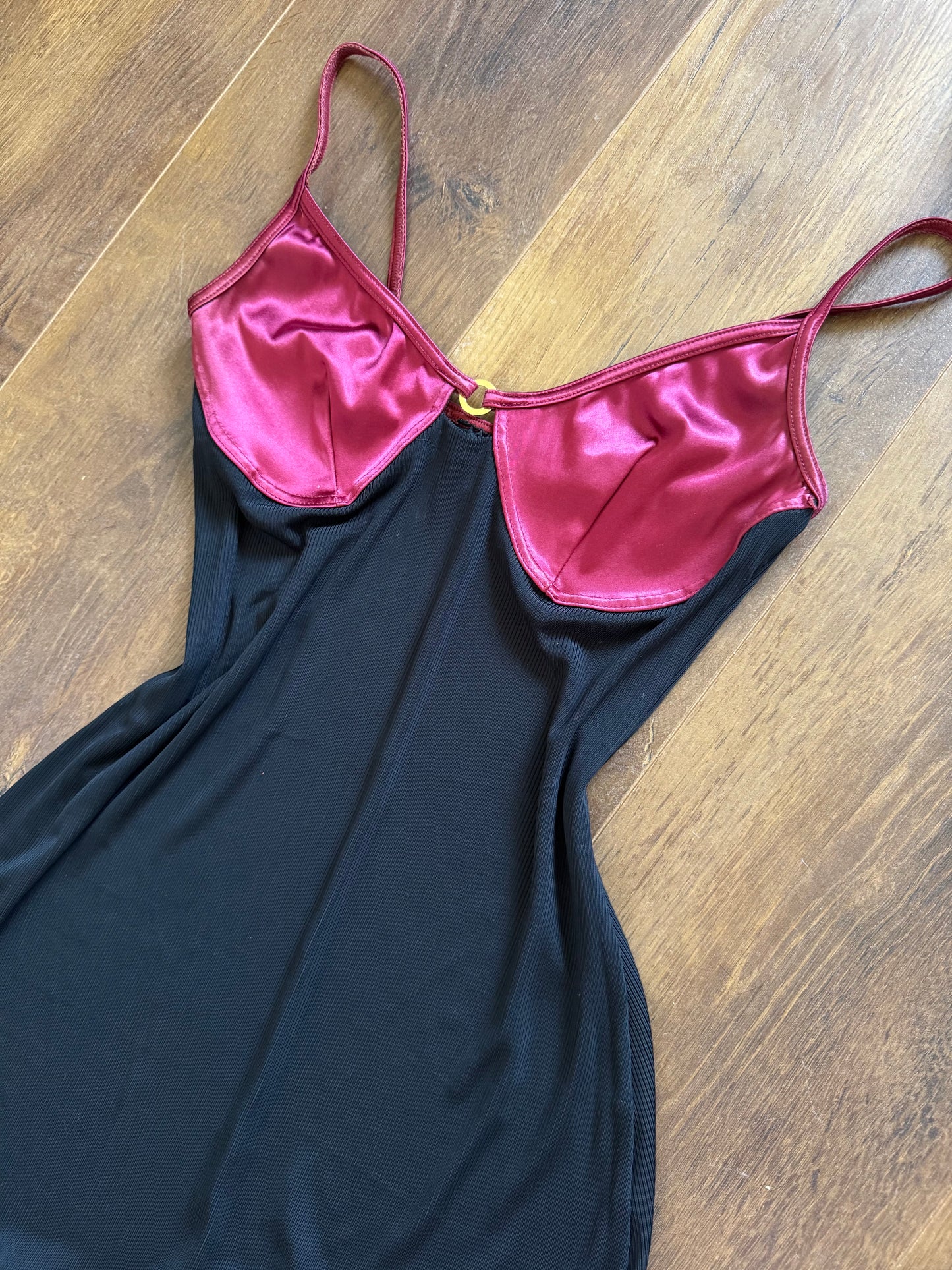 Black & pink stretch bodycon dress uk 10
