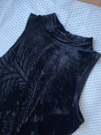 Velvet stretch bodycon high neck evening dress UK 8-10