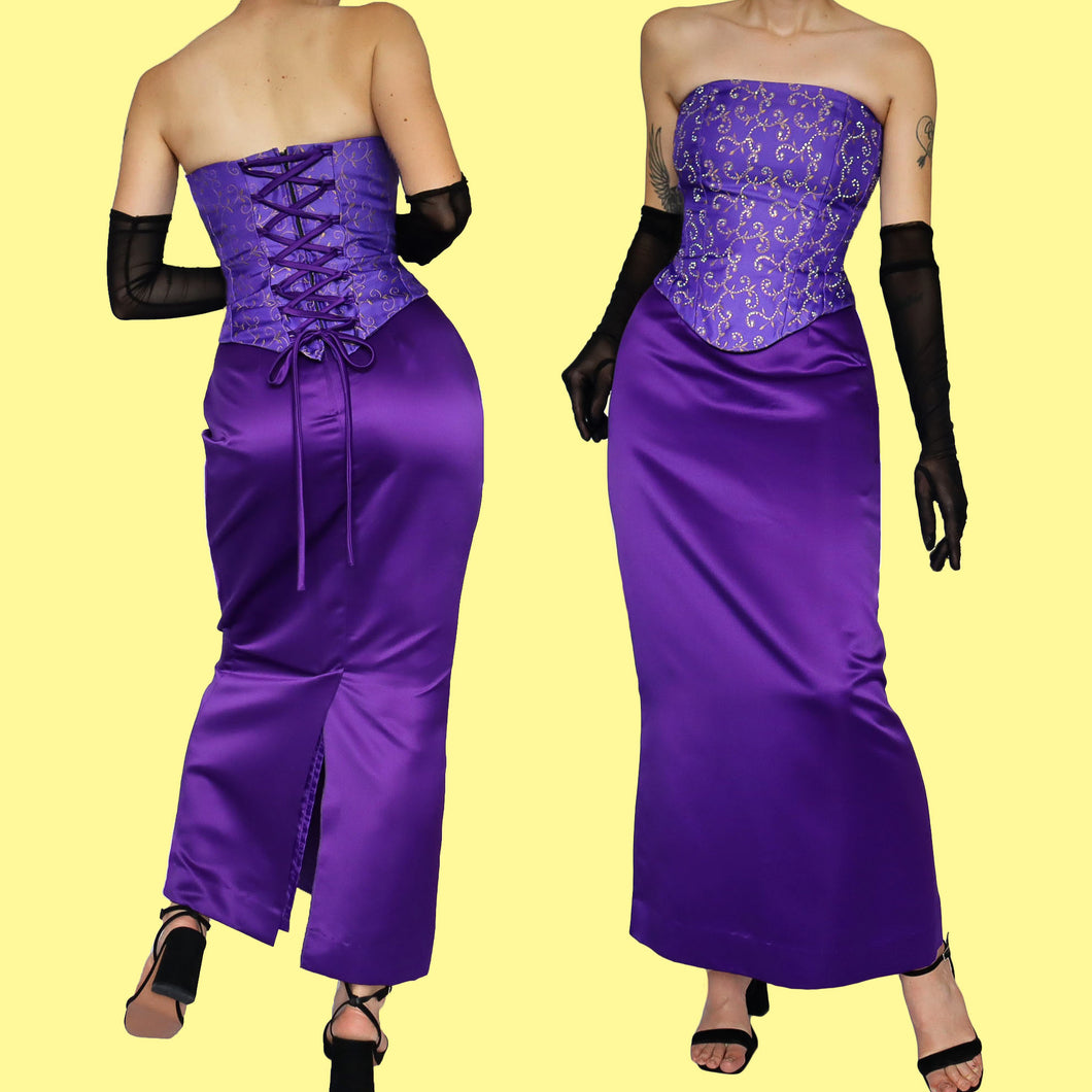 Purple 2 piece corset & skirt set UK 12
