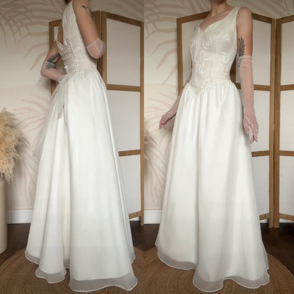 Ivory fit & flare wedding dress uk 12-14