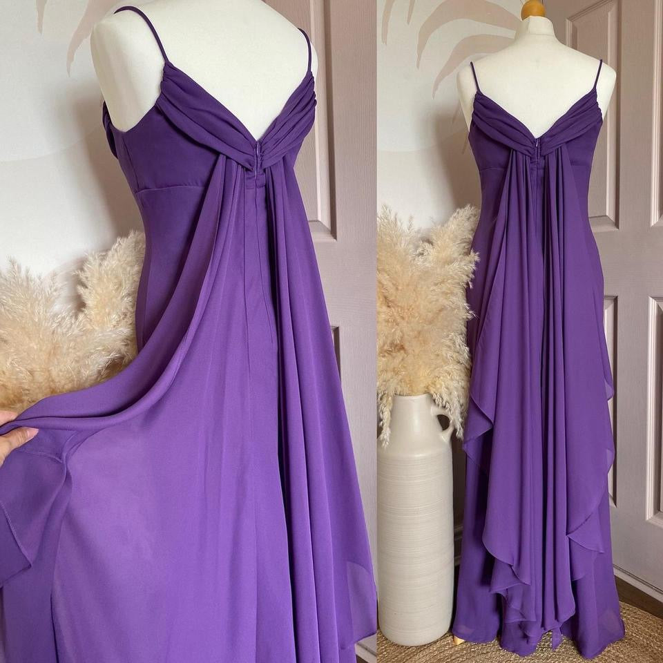 Purple petite chiffon evening dress uk 12
