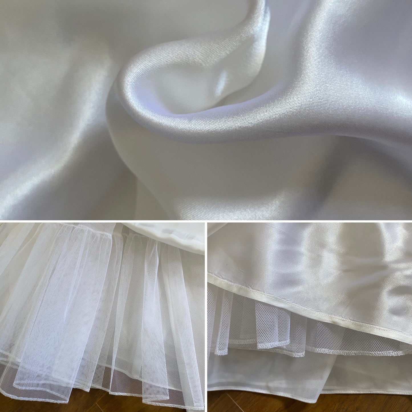White satin long sleeve vintage wedding dress uk 8