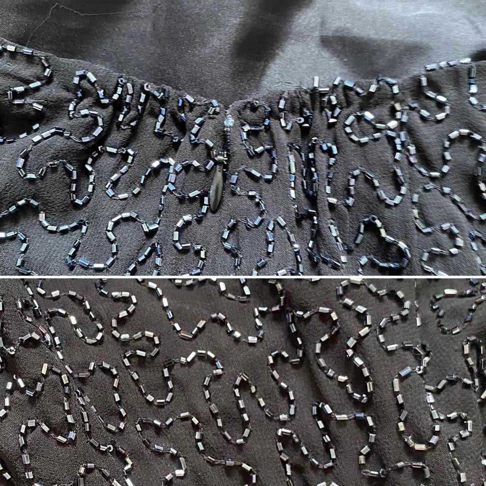 Marina black beaded open back evening dress uk 8