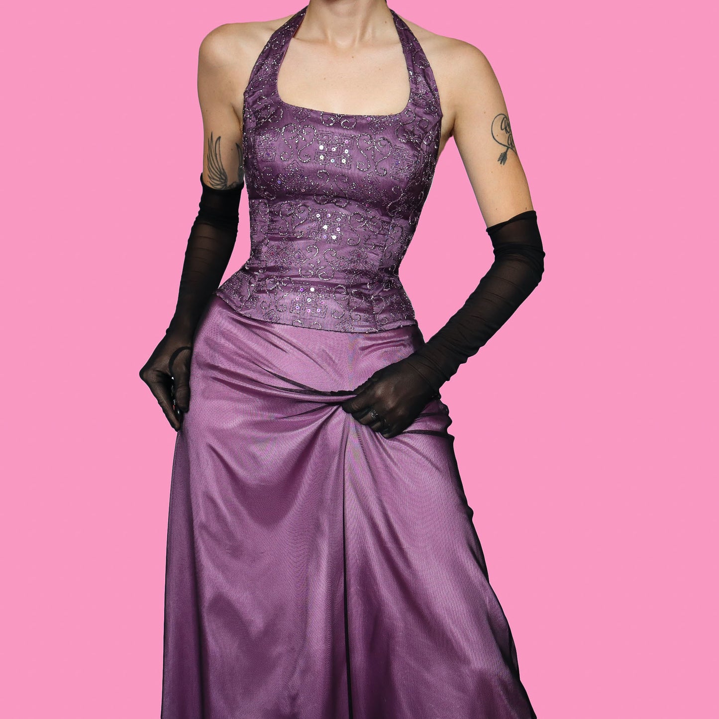 Purple 2 piece top & skirt set UK 10