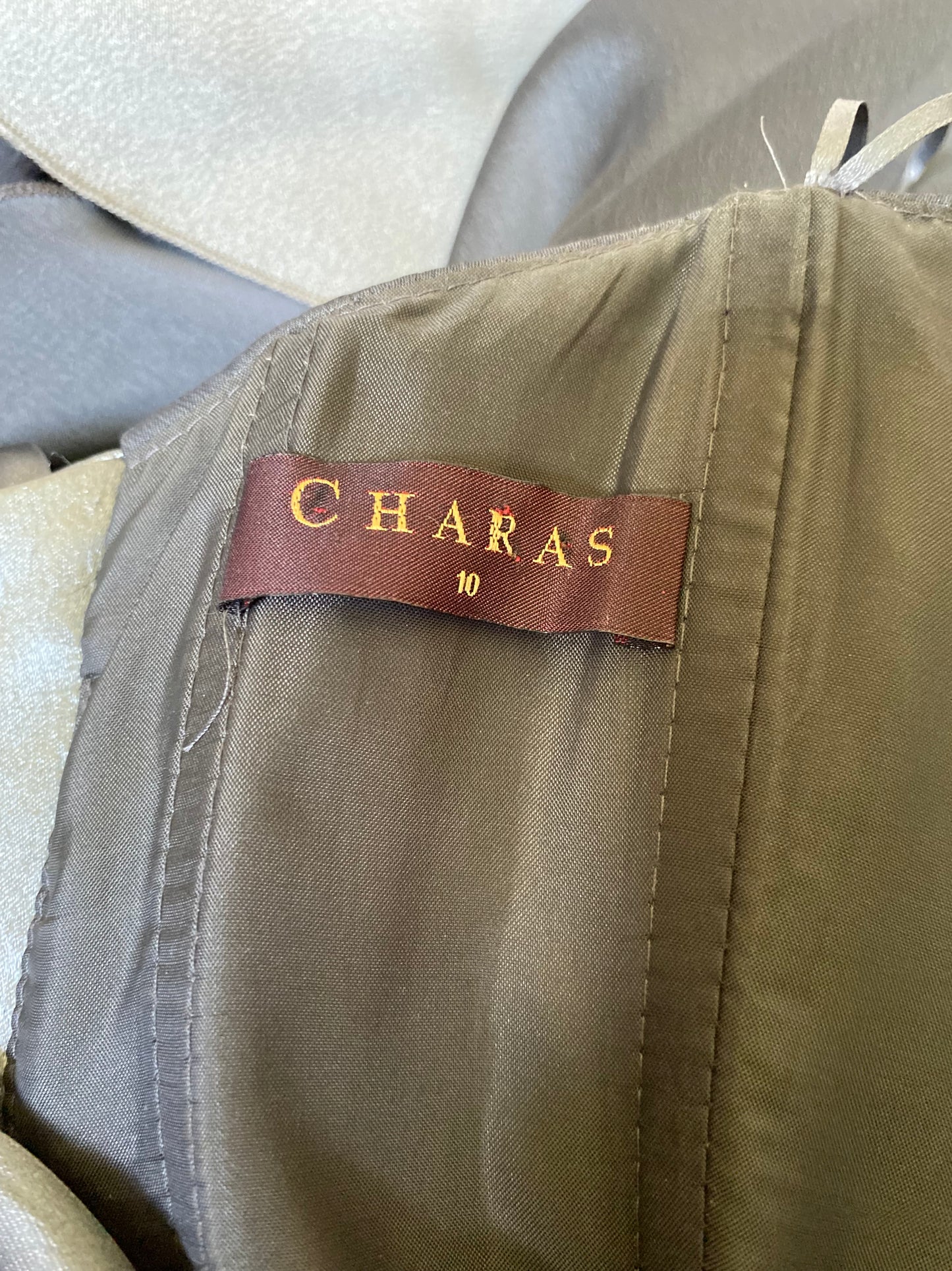 Grey Charas strapless lace up dress UK 8