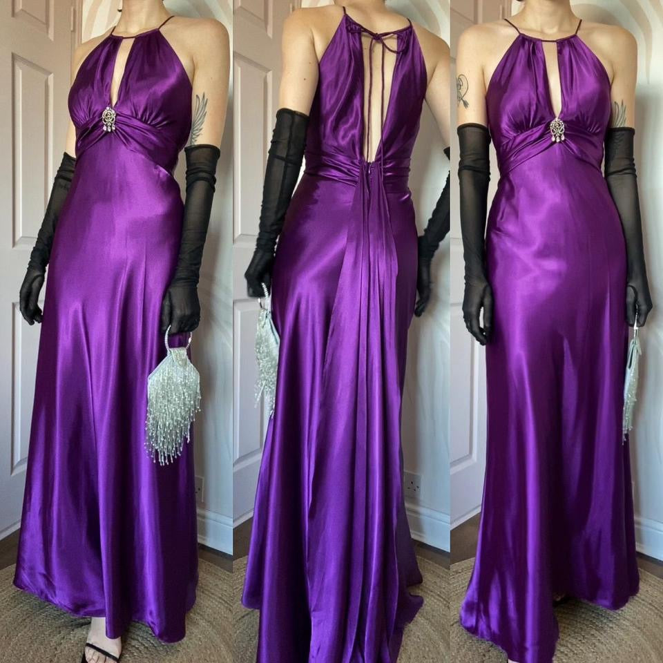 Niki Livas purple satin evening dress UK 8, 10 & 12 available