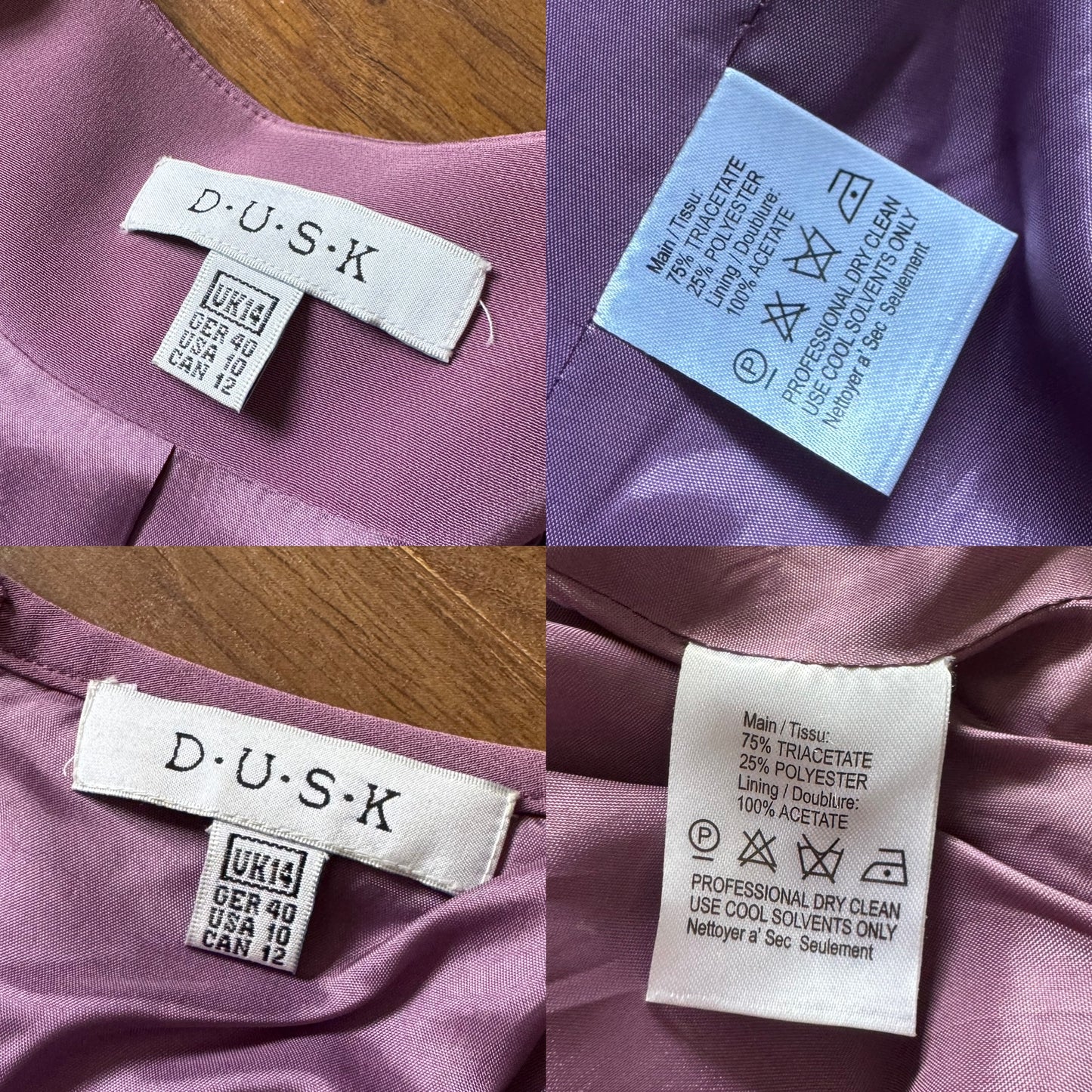 Purple 2-piece dress & jacket set uk 14