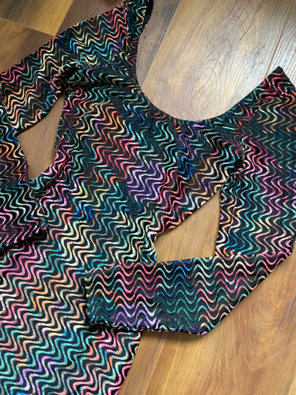 Colourful velvet long sleeve bodycon dress uk S/8-10