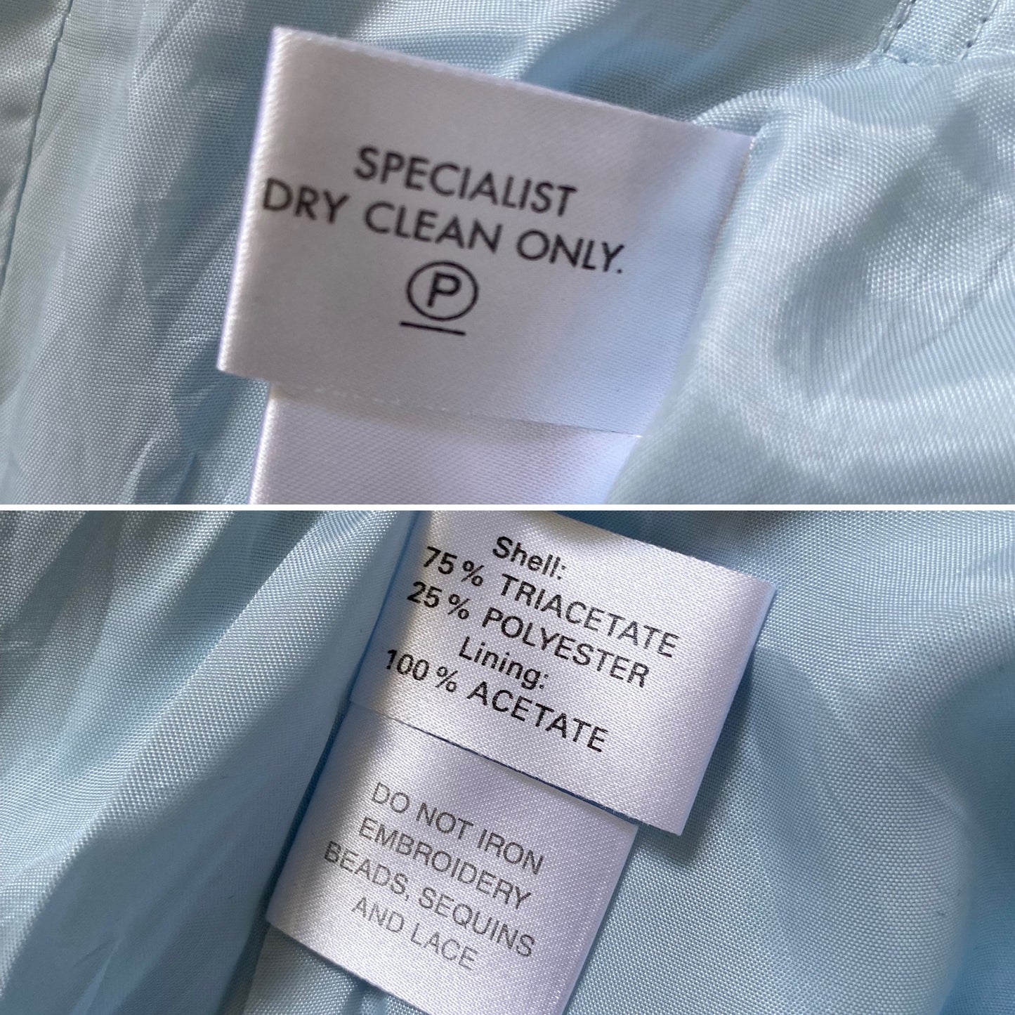 Ice blue beaded lace up evening dress uk 12