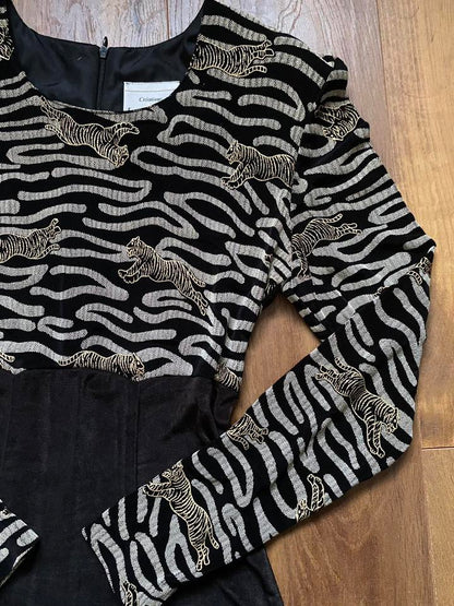 Joseph Ribkoff long sleeve stretch tiger print dress UK 10-12