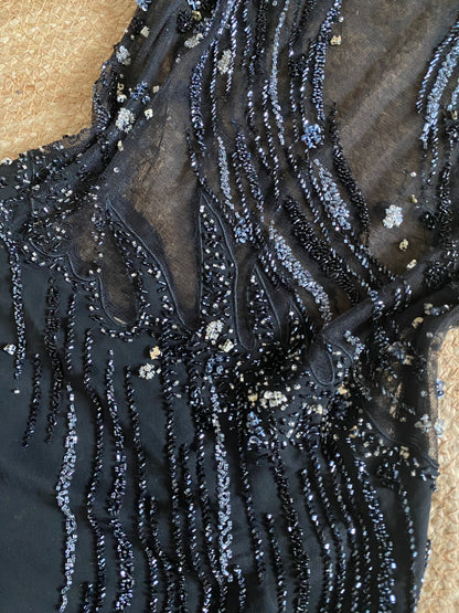 Yve London 100% silk beaded evening dress uk 14
