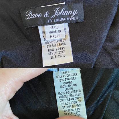 Dave & Johnny black velvet beaded 90s dress uk 12 & 16 available