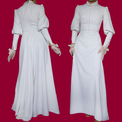 Ellis white long balloon sleeve wedding dress UK 8-10