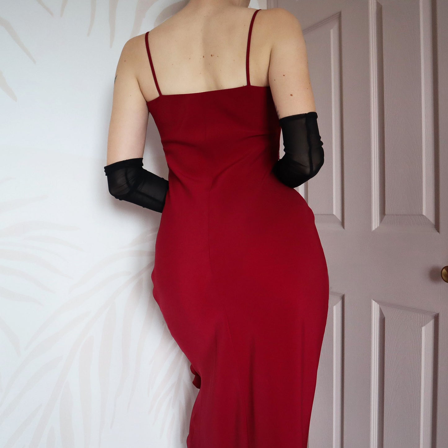 Burgundy slip dress with frill UK 10