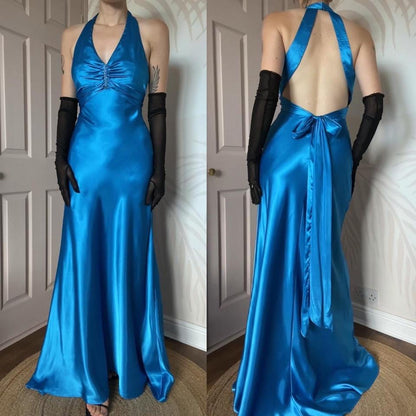 Zum Zum sapphire open back evening prom dress UK 12