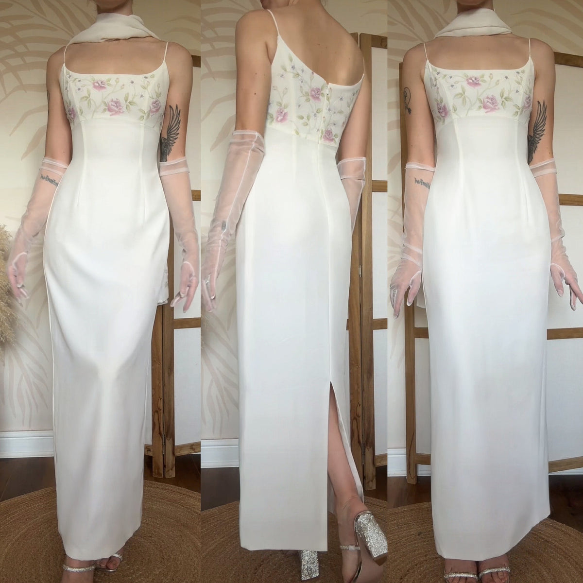 Elegant ivory wedding dress & shawl uk 10-12