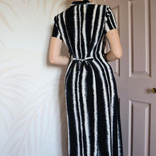 Load image into Gallery viewer, Black &amp; white stripe shirt dress UK 12
