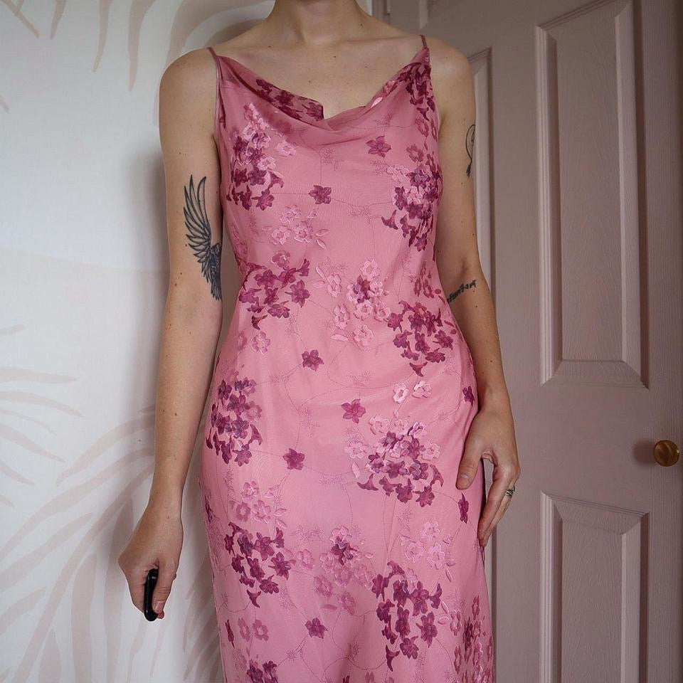 Pink Anne Brooks petite midi dress UK 12