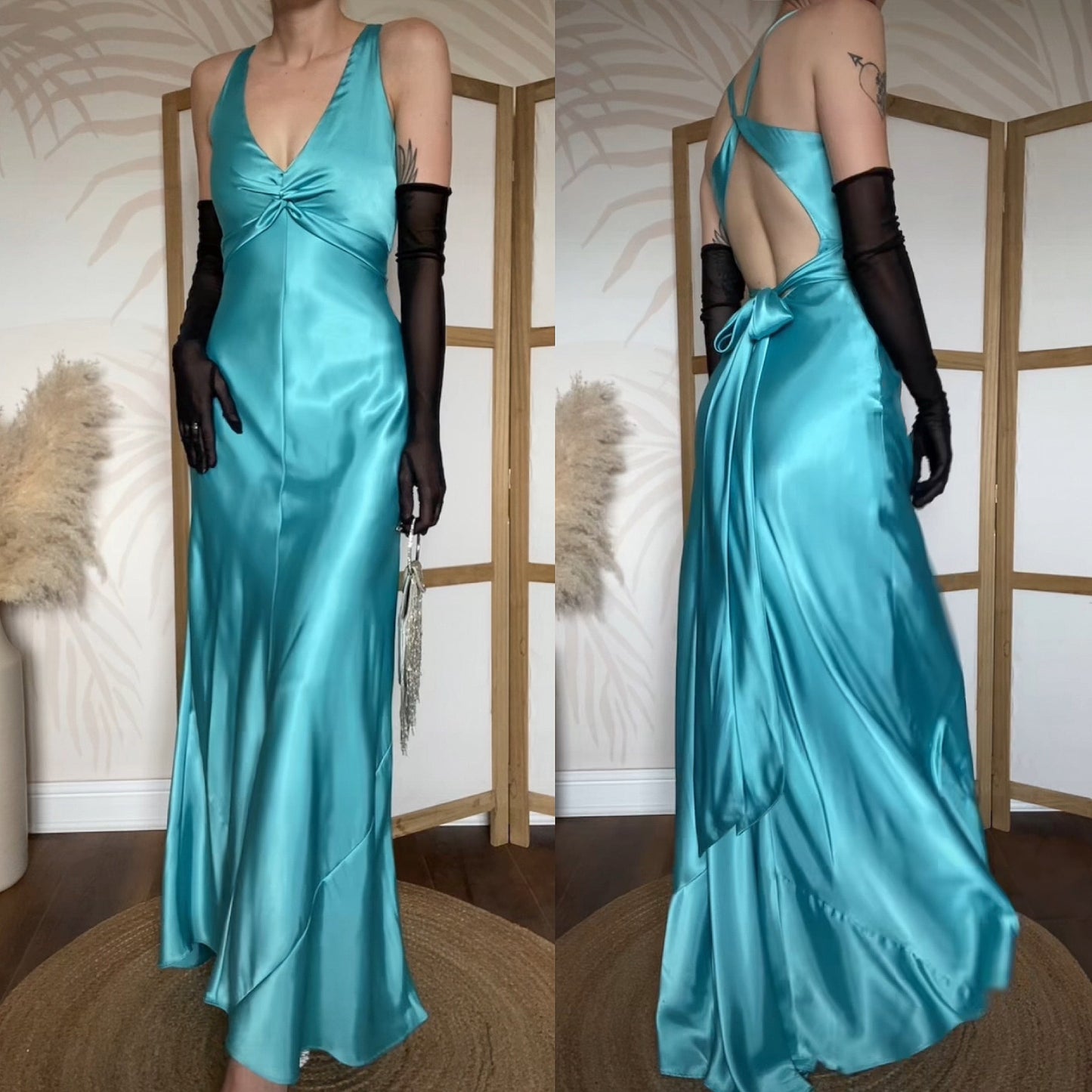 Nightway sapphire satin evening dress uk 8