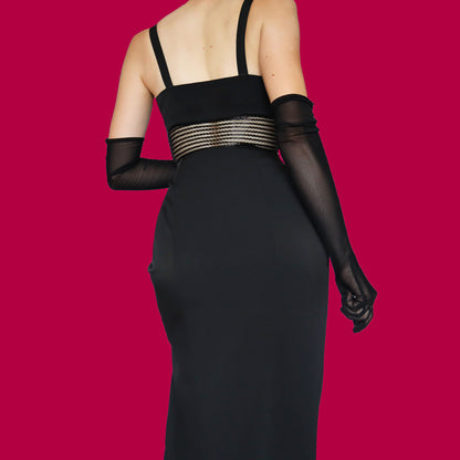 Frank Usher black beaded evening dress UK 12