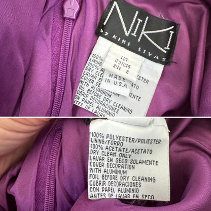 Purple satin Niki Livas prom dress uk 10