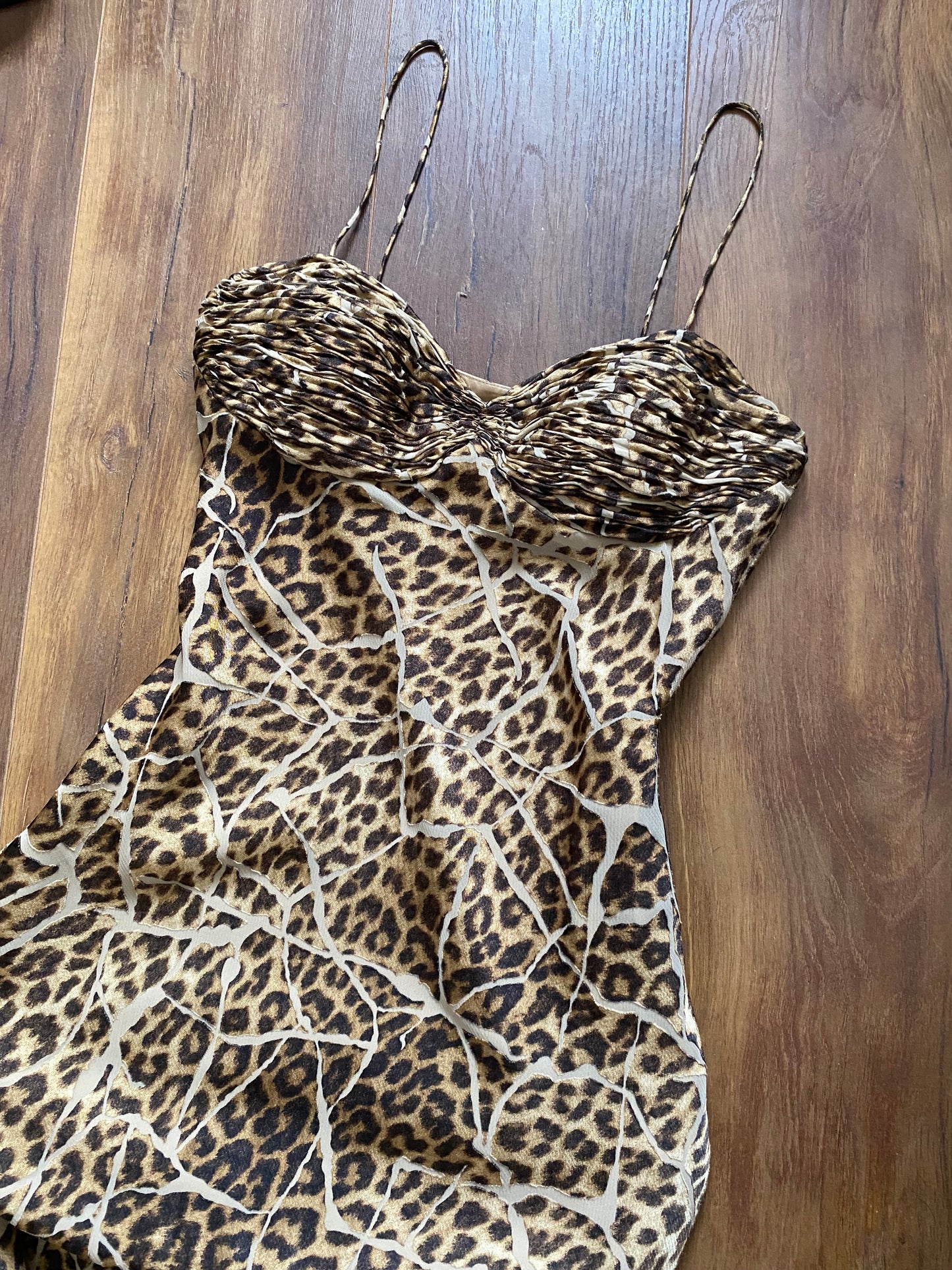 Dusk leopard print evening dress UK 10