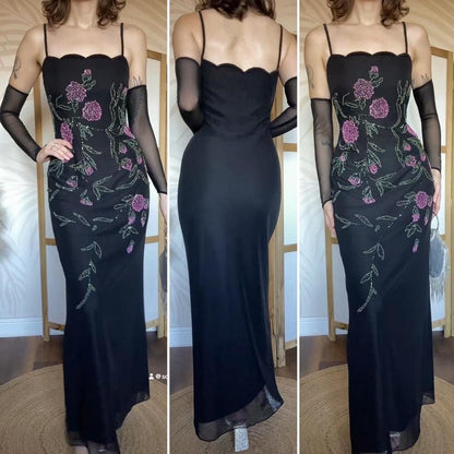 Black After six beaded stretch evening dress uk 12
