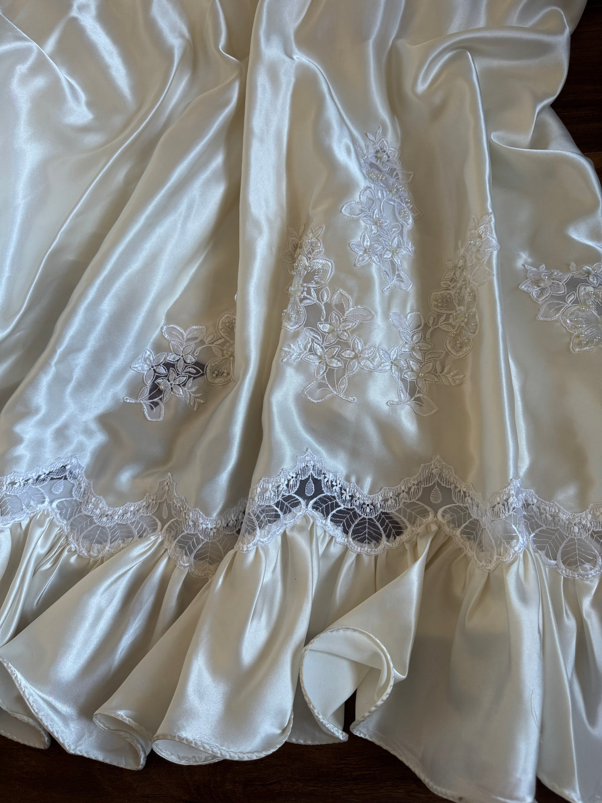 Vintage ivory satin 80s wedding dress uk 8