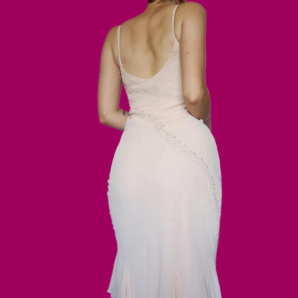 Dusk pink beaded midi dress UK 10